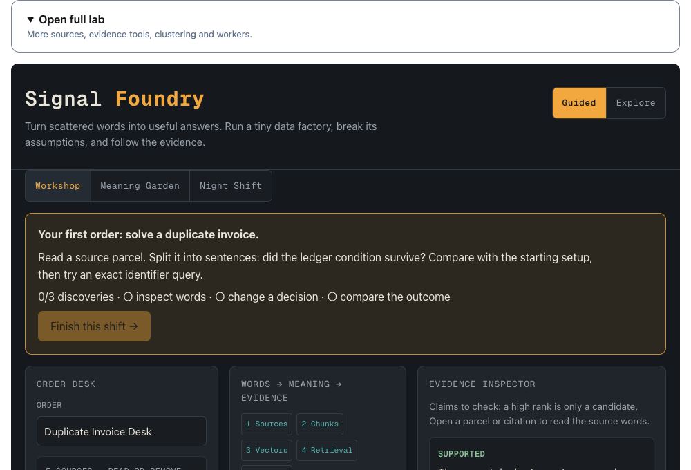 Evidence Workshop interface preview